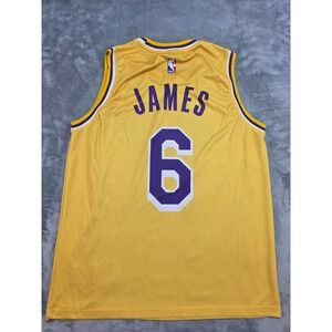 Nike LeBron James 6 Los Angeles Lakers Jersey Yellow Mens Large NBA Swingman